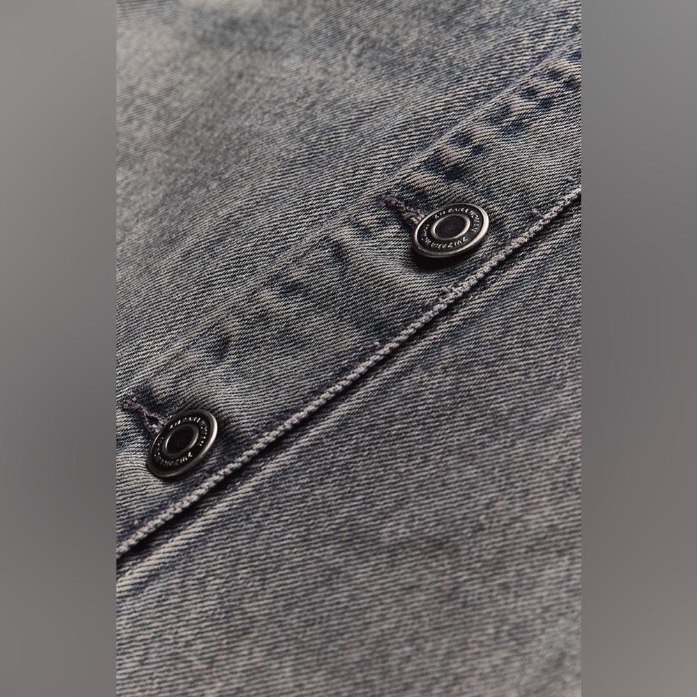 ZARA ZW Collection Denim Cotton Shirt Midi Dress Size Small Gray Wash $139 NWT - Picture 8 of 13